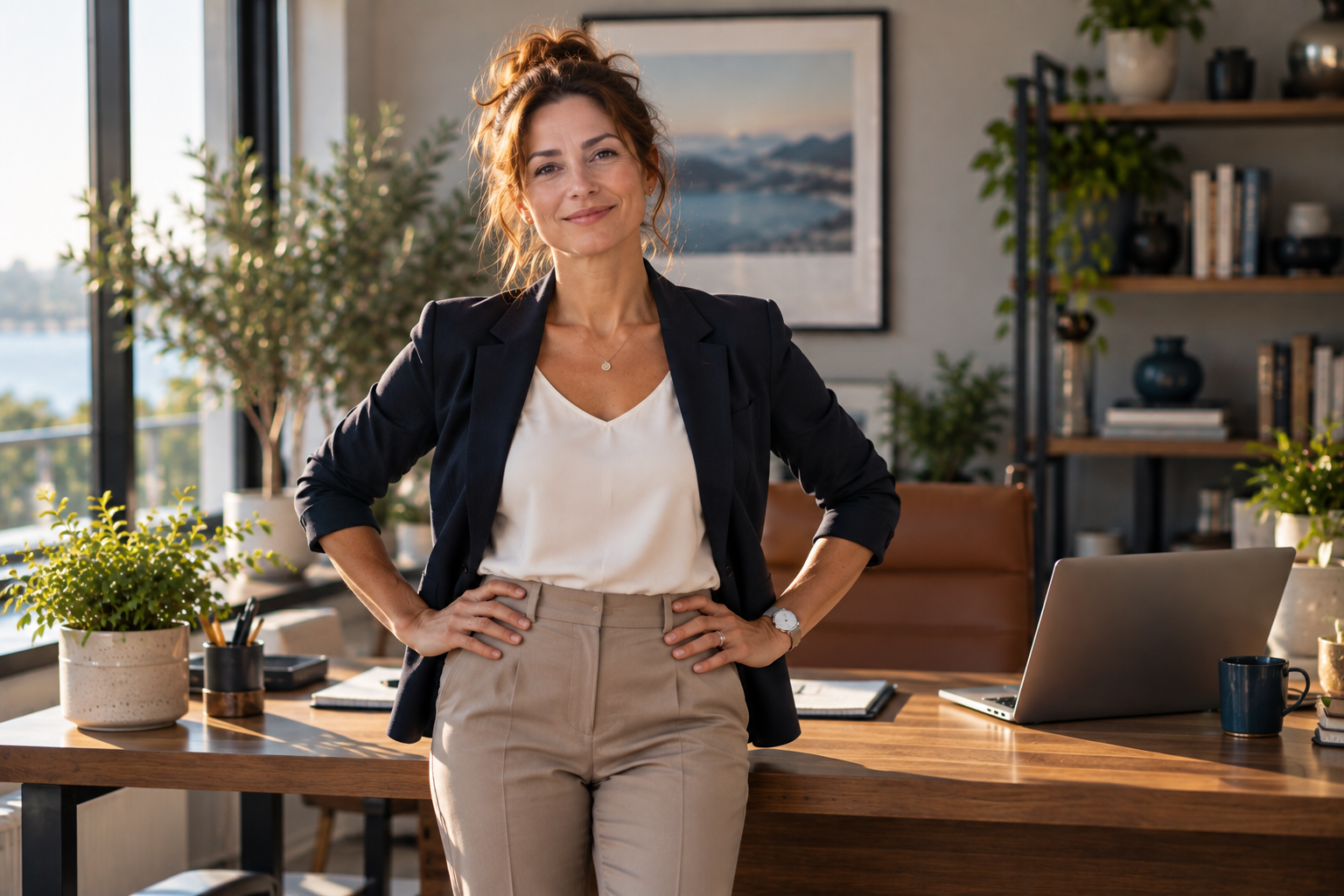 A confident, organized entrepreneur in control of her financial life